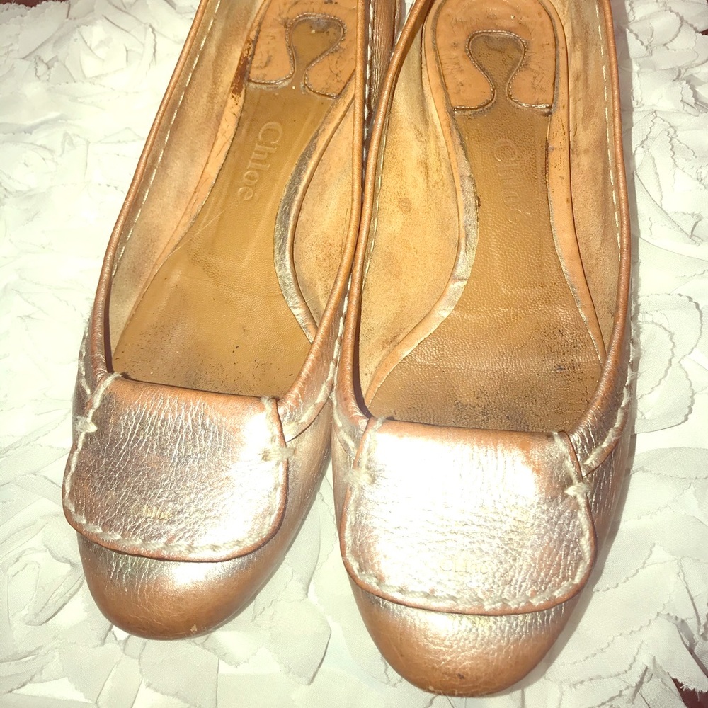 Chloe Rose Gold Flats Authentic PreLoved